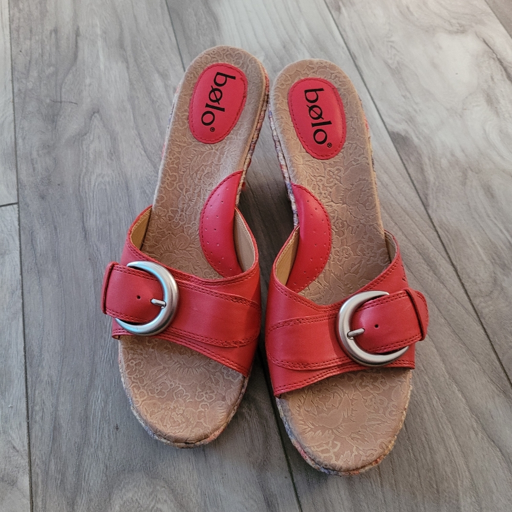 Bolo Leather Wedge Sandals size 10 - Picture 2 of 8
